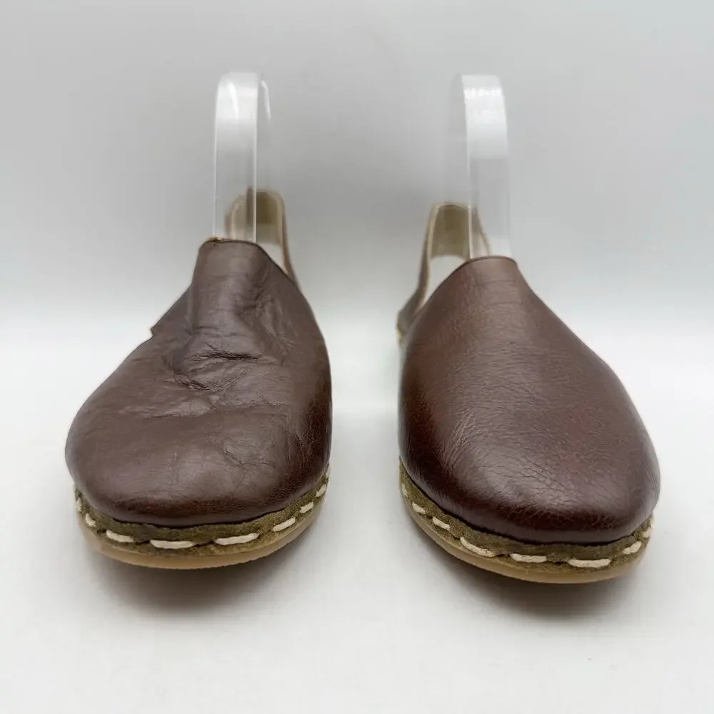 Nida Lu Womens Mule Sandals EU 39 US 8.5 Brown Leather EUC
